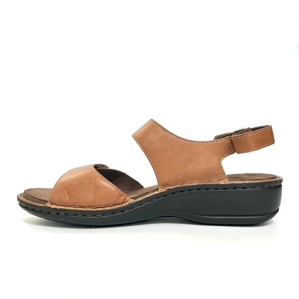 Aravon Leather Candance Comfort Sandals by New Balance Tan Brown, Size 10